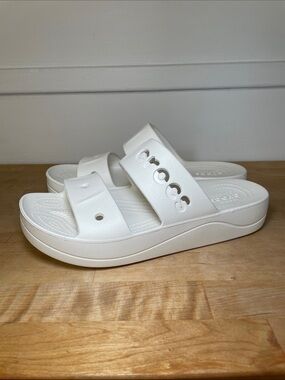 CROCS Classic White Double Strap Slide Sandals